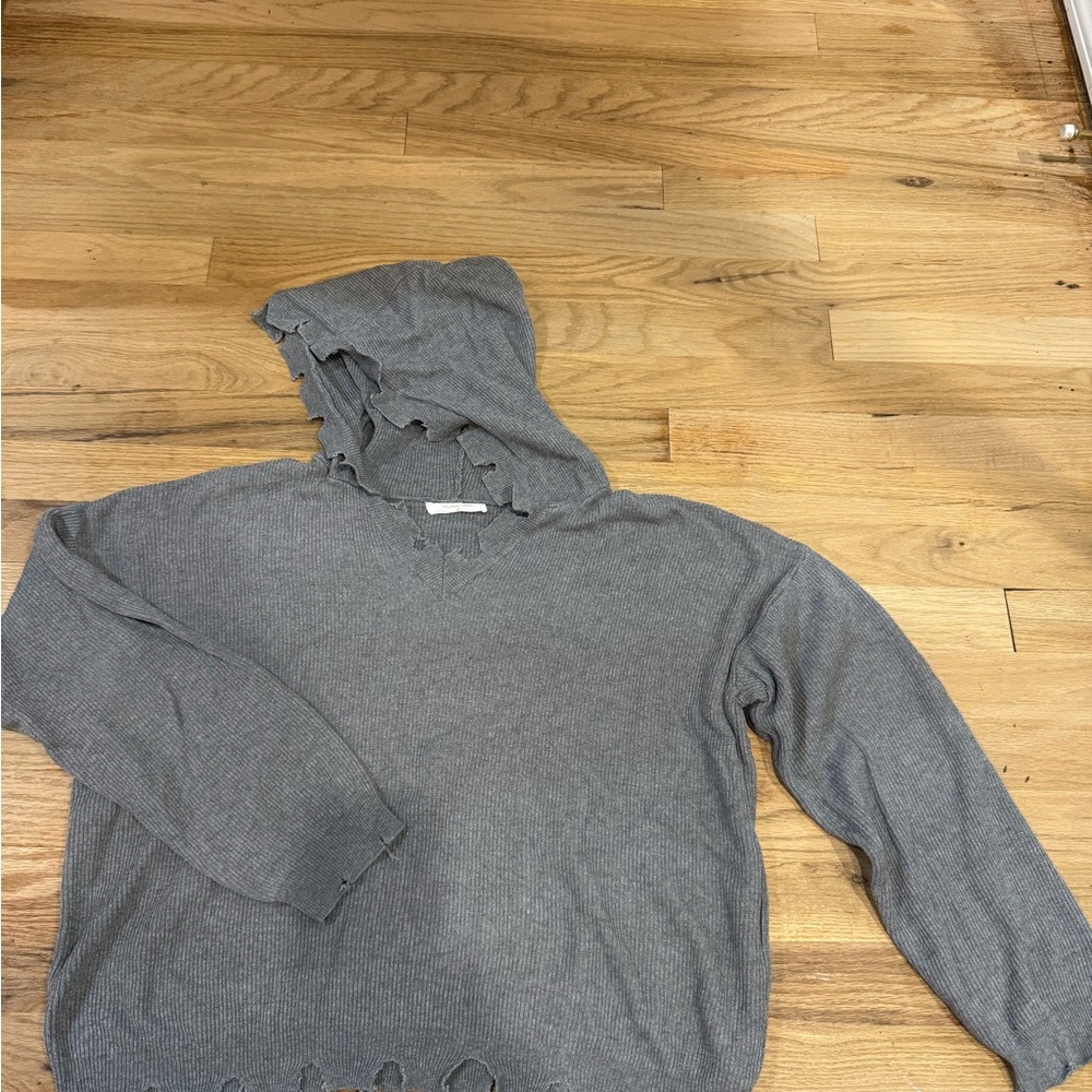 Gray Distressed Hoodie